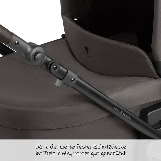 ABC Design Set Passeggino 3in1 Kombi Sierra All in One con navicella pieghevole, seggiolino auto per neonati Tulip, seggiolino sportivo, adattatore incl. pacchetto accessori - Noce