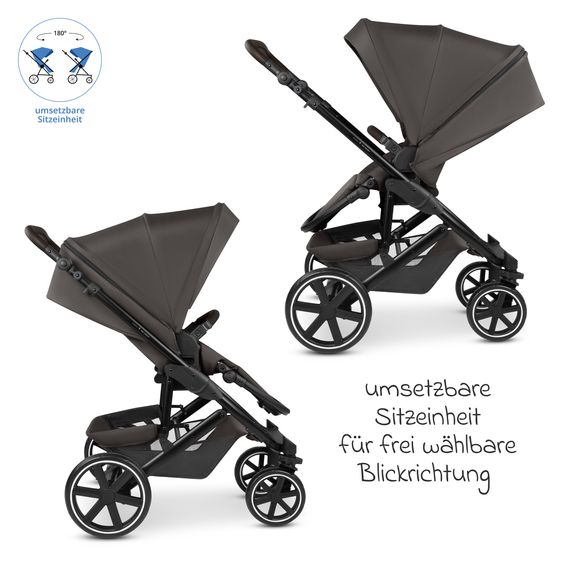 ABC Design Set Passeggino 3in1 Kombi Sierra All in One con navicella pieghevole, seggiolino auto per neonati Tulip, seggiolino sportivo, adattatore incl. pacchetto accessori - Noce