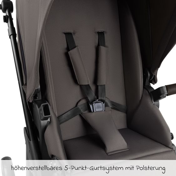 ABC Design Set Passeggino 3in1 Kombi Sierra All in One con navicella pieghevole, seggiolino auto per neonati Tulip, seggiolino sportivo, adattatore incl. pacchetto accessori - Noce