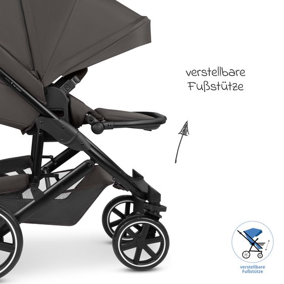 ABC Design Set Passeggino 3in1 Kombi Sierra All in One con navicella pieghevole, seggiolino auto per neonati Tulip, seggiolino sportivo, adattatore incl. pacchetto accessori - Noce