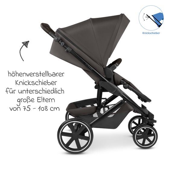 ABC Design Set Passeggino 3in1 Kombi Sierra All in One con navicella pieghevole, seggiolino auto per neonati Tulip, seggiolino sportivo, adattatore incl. pacchetto accessori - Noce