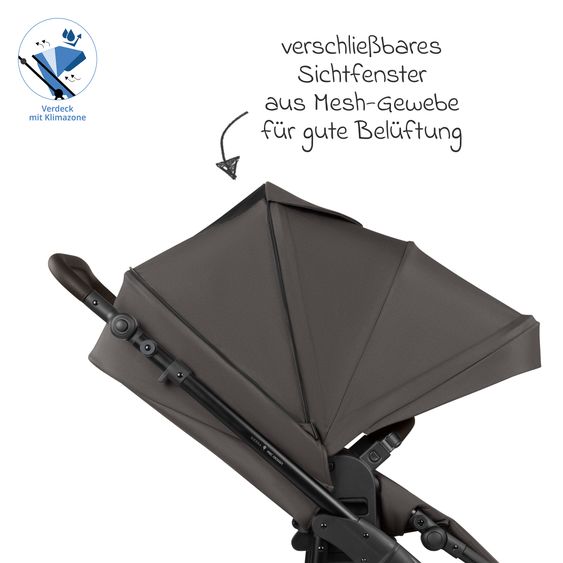 ABC Design Set Passeggino 3in1 Kombi Sierra All in One con navicella pieghevole, seggiolino auto per neonati Tulip, seggiolino sportivo, adattatore incl. pacchetto accessori - Noce