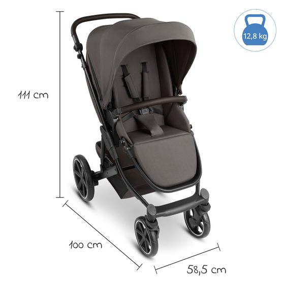 ABC Design Set Passeggino 3in1 Kombi Sierra All in One con navicella pieghevole, seggiolino auto per neonati Tulip, seggiolino sportivo, adattatore incl. pacchetto accessori - Noce