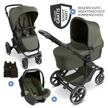Set Passeggino 3in1 Kombi Sierra All in One con navicella pieghevole, seggiolino auto per neonati Tulip, seggiolino sportivo, adattatore incl. pacchetto accessori - Pea