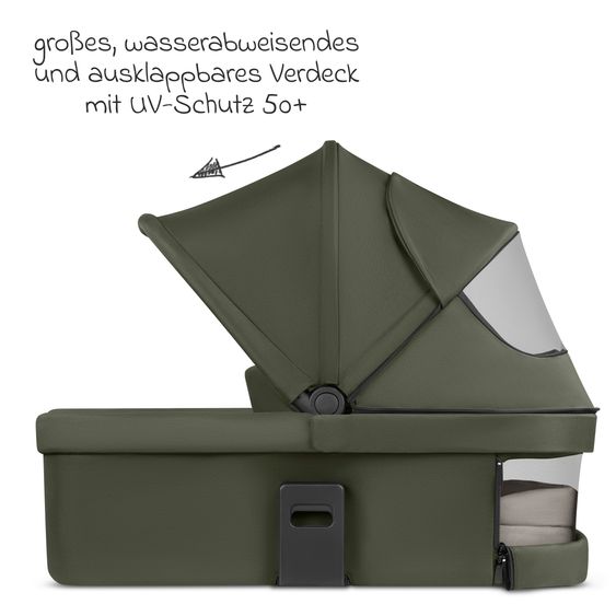 ABC Design Set Passeggino 3in1 Kombi Sierra All in One con navicella pieghevole, seggiolino auto per neonati Tulip, seggiolino sportivo, adattatore incl. pacchetto accessori - Pea