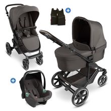 3in1 Kombi-Kinderwagen-Set Sierra All in One Set mit faltbarer Babywanne, Babyschale Tulip, Sportsitz, Adapter - Nut