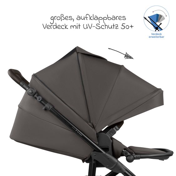 ABC Design 3in1 Kombi-Kinderwagen-Set Sierra All in One Set mit faltbarer Babywanne, Babyschale Tulip, Sportsitz, Adapter - Nut