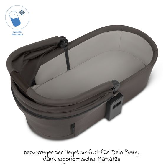 ABC Design 3in1 Kombi-Kinderwagen-Set Sierra All in One Set mit faltbarer Babywanne, Babyschale Tulip, Sportsitz, Adapter - Nut