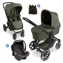 3in1 Kombi-Kinderwagen-Set Sierra All in One Set mit faltbarer Babywanne, Babyschale Tulip, Sportsitz, Adapter - Pea
