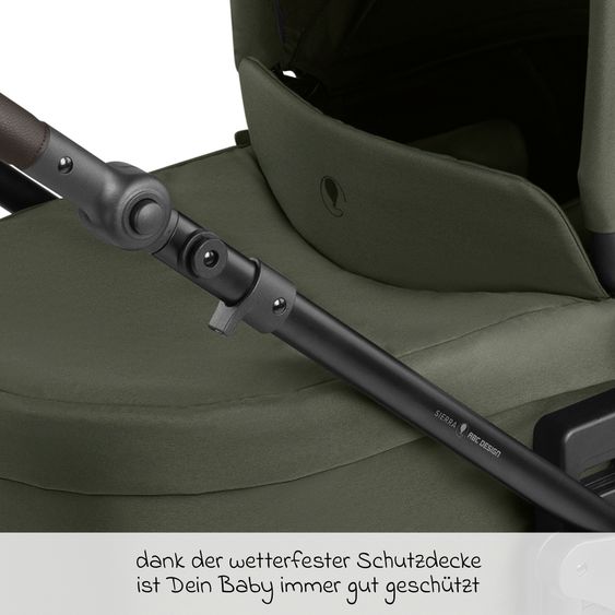 ABC Design 3in1 Kombi-Kinderwagen-Set Sierra All in One Set mit faltbarer Babywanne, Babyschale Tulip, Sportsitz, Adapter - Pea