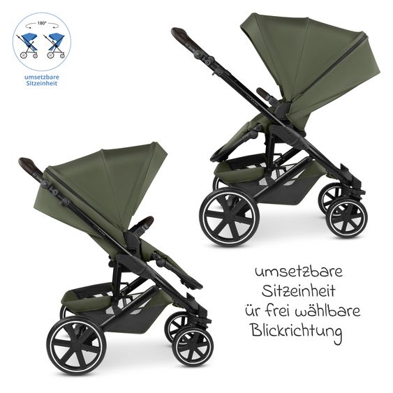 ABC Design 3in1 Kombi-Kinderwagen-Set Sierra All in One Set mit faltbarer Babywanne, Babyschale Tulip, Sportsitz, Adapter - Pea