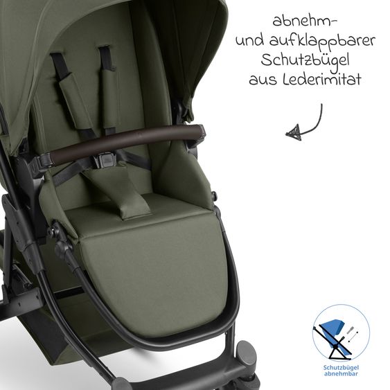ABC Design 3in1 Kombi-Kinderwagen-Set Sierra All in One Set mit faltbarer Babywanne, Babyschale Tulip, Sportsitz, Adapter - Pea