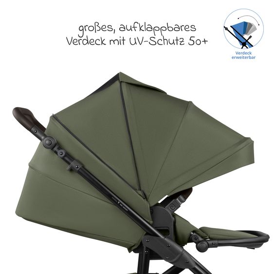 ABC Design 3in1 Kombi-Kinderwagen-Set Sierra All in One Set mit faltbarer Babywanne, Babyschale Tulip, Sportsitz, Adapter - Pea