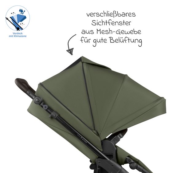 ABC Design 3in1 Kombi-Kinderwagen-Set Sierra All in One Set mit faltbarer Babywanne, Babyschale Tulip, Sportsitz, Adapter - Pea