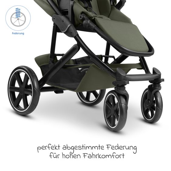 ABC Design 3in1 Kombi-Kinderwagen-Set Sierra All in One Set mit faltbarer Babywanne, Babyschale Tulip, Sportsitz, Adapter - Pea