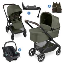 Set Passeggino 4in1 City Life - incl. Navicella, Seggiolino auto Tulip Black, Base Isofix, Seggiolino Sport & Adattatore - Avocado