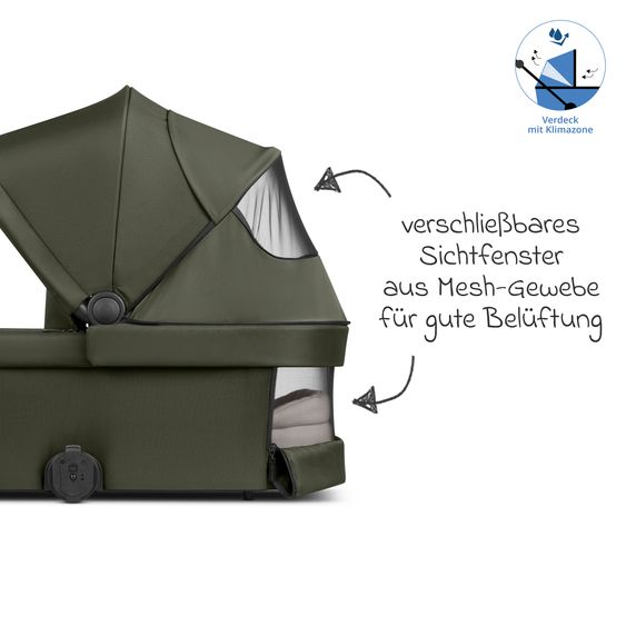 ABC Design Set Passeggino 4in1 City Life - incl. Navicella, Seggiolino auto Tulip Black, Base Isofix, Seggiolino Sport & Adattatore - Avocado