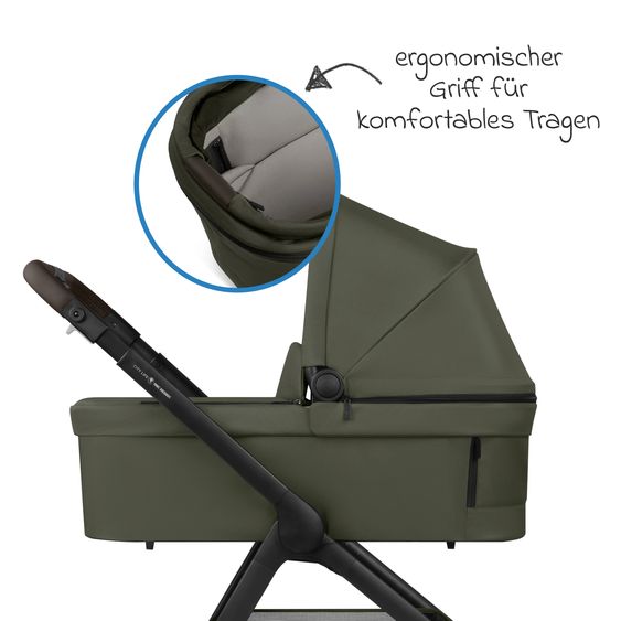 ABC Design Set Passeggino 4in1 City Life - incl. Navicella, Seggiolino auto Tulip Black, Base Isofix, Seggiolino Sport & Adattatore - Avocado