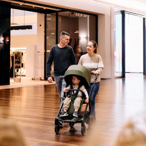 ABC Design Set Passeggino 4in1 City Life - incl. Navicella, Seggiolino auto Tulip Black, Base Isofix, Seggiolino Sport & Adattatore - Avocado