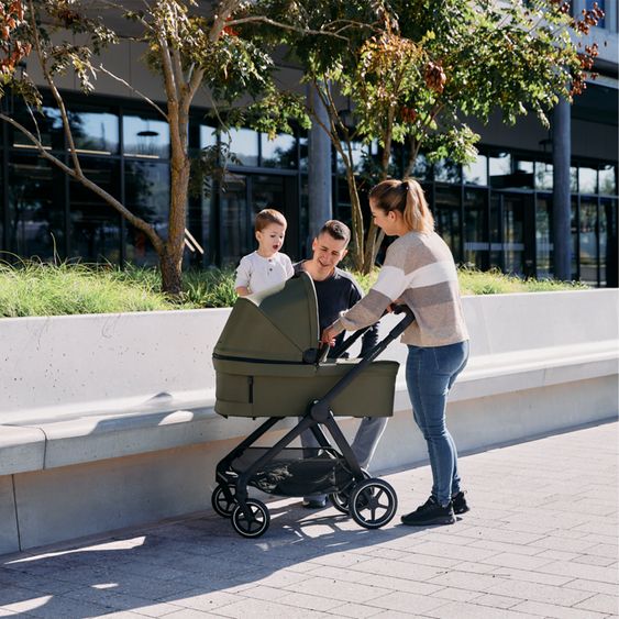 ABC Design Set Passeggino 4in1 City Life - incl. Navicella, Seggiolino auto Tulip Black, Base Isofix, Seggiolino Sport & Adattatore - Avocado