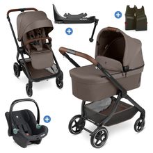 Set Passeggino 4in1 City Life - incl. Navicella, Seggiolino auto Tulip Black, Base Isofix, Seggiolino Sport & Adattatore - Nature