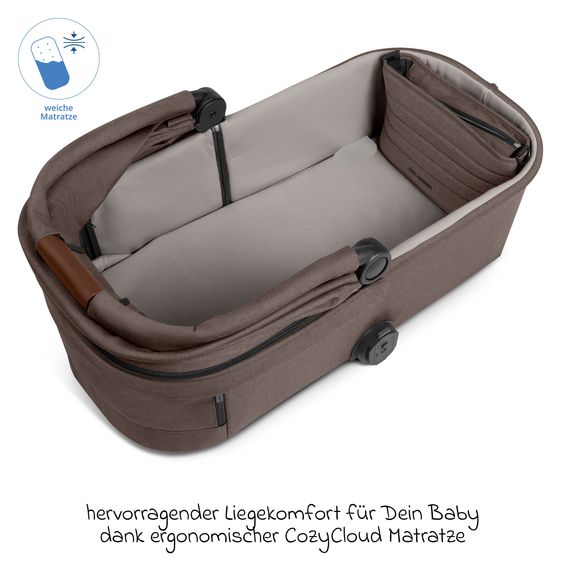 ABC Design Set Passeggino 4in1 City Life - incl. Navicella, Seggiolino auto Tulip Black, Base Isofix, Seggiolino Sport & Adattatore - Nature