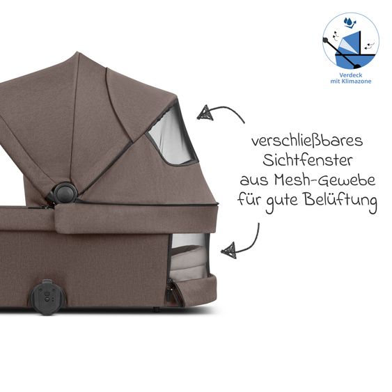 ABC Design Set Passeggino 4in1 City Life - incl. Navicella, Seggiolino auto Tulip Black, Base Isofix, Seggiolino Sport & Adattatore - Nature