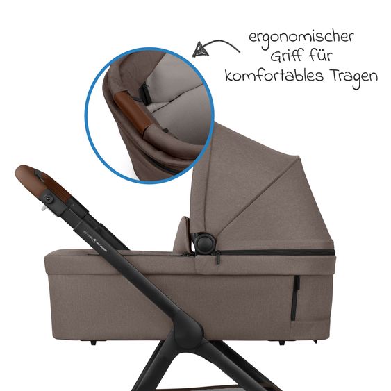 ABC Design Set Passeggino 4in1 City Life - incl. Navicella, Seggiolino auto Tulip Black, Base Isofix, Seggiolino Sport & Adattatore - Nature