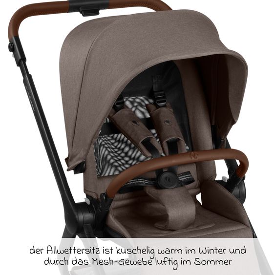 ABC Design Set Passeggino 4in1 City Life - incl. Navicella, Seggiolino auto Tulip Black, Base Isofix, Seggiolino Sport & Adattatore - Nature