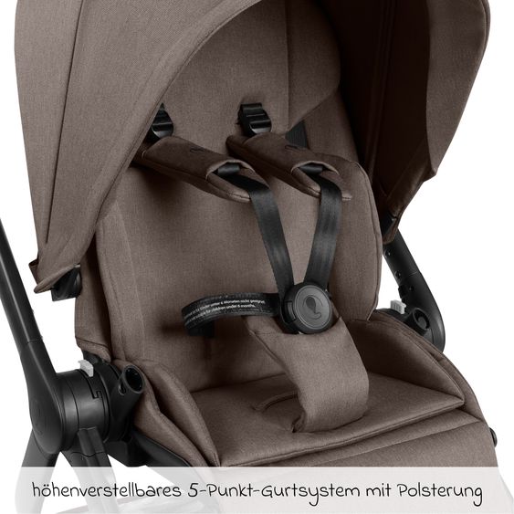 ABC Design Set Passeggino 4in1 City Life - incl. Navicella, Seggiolino auto Tulip Black, Base Isofix, Seggiolino Sport & Adattatore - Nature