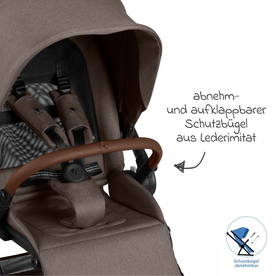 ABC Design Set Passeggino 4in1 City Life - incl. Navicella, Seggiolino auto Tulip Black, Base Isofix, Seggiolino Sport & Adattatore - Nature