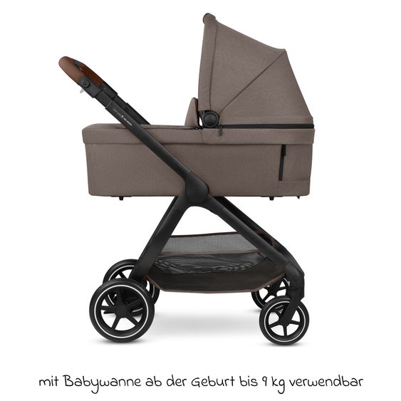 ABC Design Set Passeggino 4in1 City Life - incl. Navicella, Seggiolino auto Tulip Black, Base Isofix, Seggiolino Sport & Adattatore - Nature