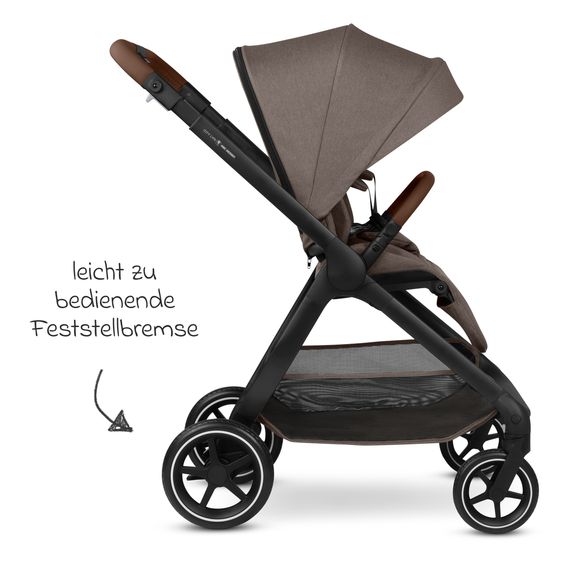 ABC Design Set Passeggino 4in1 City Life - incl. Navicella, Seggiolino auto Tulip Black, Base Isofix, Seggiolino Sport & Adattatore - Nature