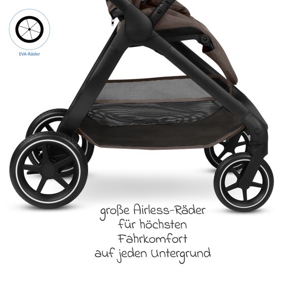 ABC Design Set Passeggino 4in1 City Life - incl. Navicella, Seggiolino auto Tulip Black, Base Isofix, Seggiolino Sport & Adattatore - Nature
