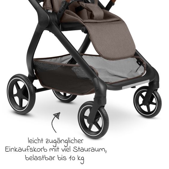 ABC Design Set Passeggino 4in1 City Life - incl. Navicella, Seggiolino auto Tulip Black, Base Isofix, Seggiolino Sport & Adattatore - Nature