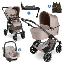 Set Passeggino 4in1 Salsa 5 Air- incl. Navicella, Seggiolino auto Tulip Black, Base Isofix, Seggiolino Sportivo & Adattatore - Camel