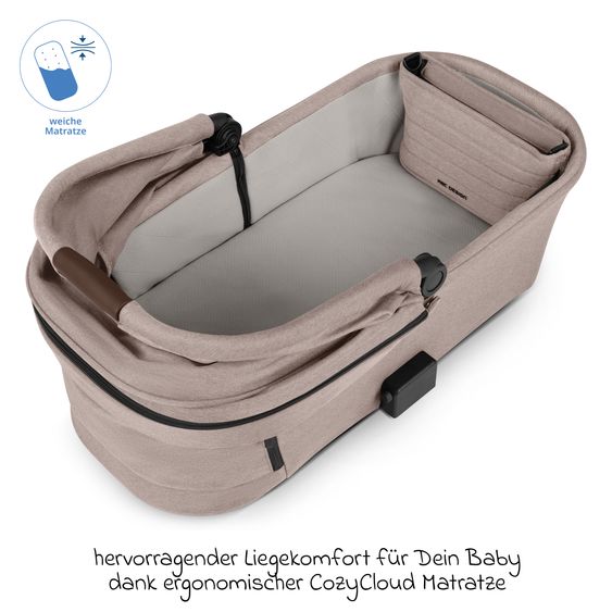 ABC Design Set Passeggino 4in1 Salsa 5 Air- incl. Navicella, Seggiolino auto Tulip Black, Base Isofix, Seggiolino Sportivo & Adattatore - Camel