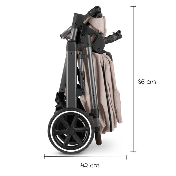 ABC Design Set Passeggino 4in1 Salsa 5 Air- incl. Navicella, Seggiolino auto Tulip Black, Base Isofix, Seggiolino Sportivo & Adattatore - Camel