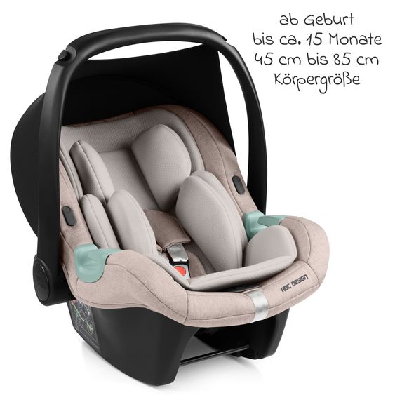 ABC Design Set Passeggino 4in1 Salsa 5 Air- incl. Navicella, Seggiolino auto Tulip Black, Base Isofix, Seggiolino Sportivo & Adattatore - Camel