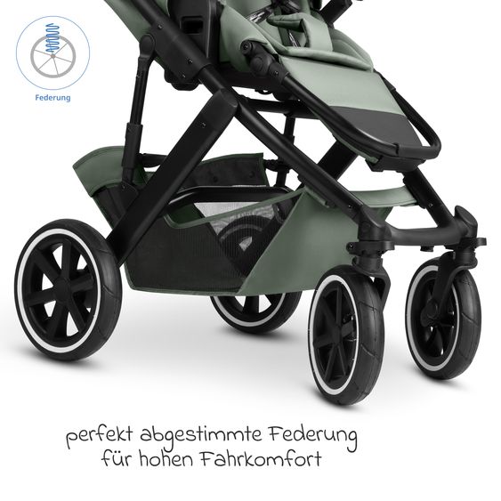 ABC Design Set Passeggino 4in1 Salsa 5 Air- incl. Navicella, Seggiolino auto Tulip Black, Base Isofix, Seggiolino Sportivo & Adattatore - Pine