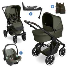 Set Passeggino 4in1 Salsa 5 Air- incl. Navicella, Seggiolino auto Tulip Black, Base Isofix, Seggiolino Sportivo & Adattatore - Avocado