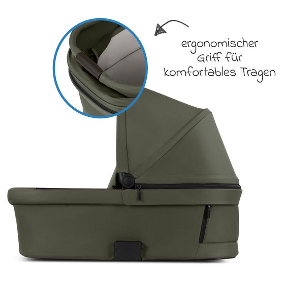 ABC Design Set Passeggino 4in1 Salsa 5 Air- incl. Navicella, Seggiolino auto Tulip Black, Base Isofix, Seggiolino Sportivo & Adattatore - Avocado