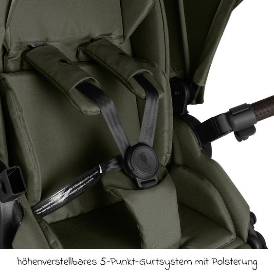 ABC Design Set Passeggino 4in1 Salsa 5 Air- incl. Navicella, Seggiolino auto Tulip Black, Base Isofix, Seggiolino Sportivo & Adattatore - Avocado