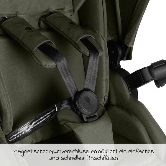 ABC Design Set Passeggino 4in1 Salsa 5 Air- incl. Navicella, Seggiolino auto Tulip Black, Base Isofix, Seggiolino Sportivo & Adattatore - Avocado