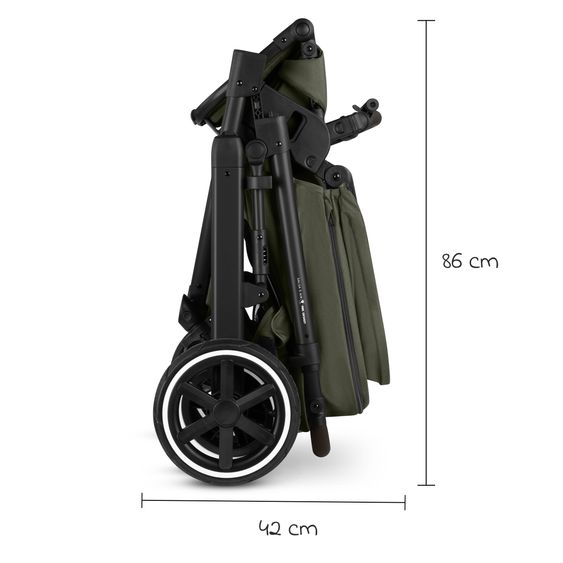 ABC Design Set Passeggino 4in1 Salsa 5 Air- incl. Navicella, Seggiolino auto Tulip Black, Base Isofix, Seggiolino Sportivo & Adattatore - Avocado