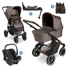 Set Passeggino 4in1 Salsa 5 Air- incl. Navicella, Seggiolino auto Tulip Black, Base Isofix, Seggiolino Sportivo & Adattatore - Nature