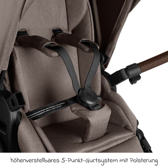 ABC Design Set Passeggino 4in1 Salsa 5 Air- incl. Navicella, Seggiolino auto Tulip Black, Base Isofix, Seggiolino Sportivo & Adattatore - Nature