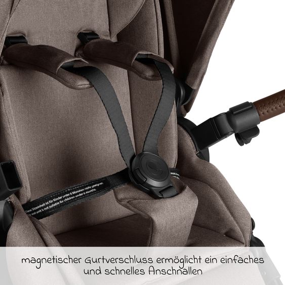 ABC Design Set Passeggino 4in1 Salsa 5 Air- incl. Navicella, Seggiolino auto Tulip Black, Base Isofix, Seggiolino Sportivo & Adattatore - Nature