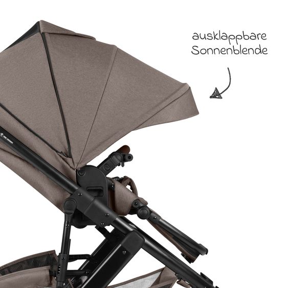 ABC Design Set Passeggino 4in1 Salsa 5 Air- incl. Navicella, Seggiolino auto Tulip Black, Base Isofix, Seggiolino Sportivo & Adattatore - Nature