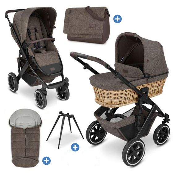 ABC Design Set passeggino combinato 5 pz. Salsa 4 Air - incl. Culla basket, supporto, borsa fasciatoio & sacco piedi - Fashion Edition Home - Treccia